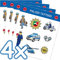 Mega-Tattoo-Set * POLIZEI * als Mitgebsel, Geschenk oder zum Spielen | 4 Bögen mit 32 Tattoos | Aufkleber Bilder Sticker Kinder Kindergeburtstag Geburtstag Polizist Police Polizeiauto
