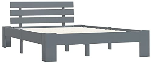 vidaXL Kiefernholz Massiv Bettgestell Holzbett Futonbett Doppelbett Massivholz Bett Bettrahmen Lattenrost Schlafzimmerbett 120x200cm Grau