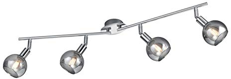 4-flammiger Deckenstrahler mit Rauchglas Lampenschirmen, Breite 85cm