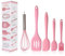 Binhai Set di Utensili da Cucina da Cucina in Silicone Rosa spatola - Spatole Pennelli da imbastitura Pennello per Olio da Pasticceria Frullino per Le Uova Turnitore scanalato - Resistente Calore per