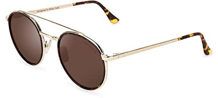 CLANDESTINE - Gafas de Sol Unisex - Modelo Pure - Color Habana Marrón - Cristal de Nylon en Color Marrón con Filtro HD - Montura de Acero Inoxidable - Protección UV 400-136 x 48 mm