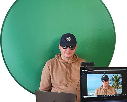Large chroma key portable webcam circle green screen background for streamlabs, Zoom, background removal, pop up, pull up, green cloth, backdrop, streaming accessories and screens