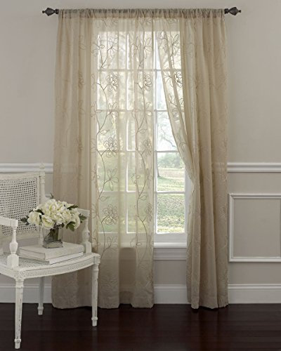Laura Ashley Durchsichtiger Vorhang mit Stangentasche, Maße (B x L): 132 x 213 cm, Taupe, 1 Vorhang