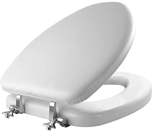 Mayfair 1815CP 000 Soft Toilet Seat Chrome, Never Loosen, White, 1 Pack, Elongated Premium Hinge