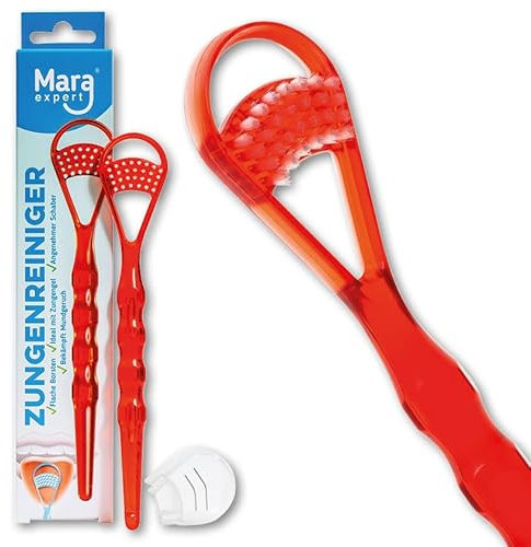 MARA EXPERT Nettoyeur de langue professionnel pour une respiration sûre, brosse à langue et grattoir en 1, élimine les dépôts bactériens de la langue et nettoie la langue en profondeur et efficacement