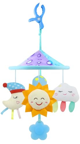 Baby pram Mobile Toys, Stroller Toys with Soft Rattle for 0 Months+ (Sky)