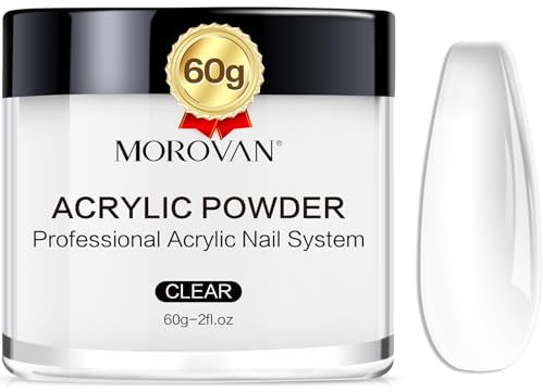 Morovan Clear Acrylic Powder: 60g Professional Acrylic Nail Powder for Acrylic Nails Extension Carving Nails No Need Nail Lamp