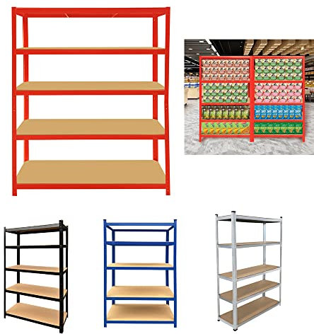 5 Tier Garage/Home/Pantry Racking Shelf Shelves, Adjustable Shelving Units for Storage, Open Shelving Unit for Walls, Multifunctional Kitchen Shelf Airing Cupboard Storage, H 180 x W 90 x D 40 Cm