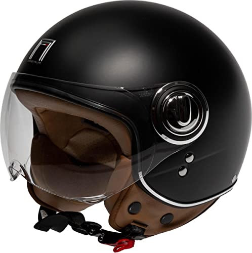 Nox Trendiger Mattschwarze Jethelm für den Roller - Fashionhelm für Moped - Scooterhelm - Schnorchelhelm (M)