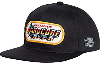 King Kerosin Herren Flat Brim Cap • Snapback • Basecap Mit Geradem Schirm • Kappe Aus Baumwolle • Schirmmütze • Größenverstellbar • Vintage • Retro • Schwarz • Hardcore Lover