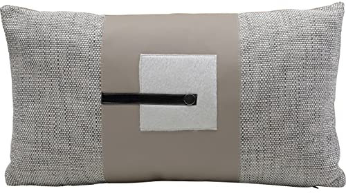 Kare Design Kissen Meeting Point, Schwarz/Weiß/Beige, Abnehmbarer Bezug mit Reisverschluss, mit Füllung, geflochtene Optik, Dekokissen, Zierkissen, Wohnaccessoire, Bezug in Lederoptik, 50x30 cm (H/B)