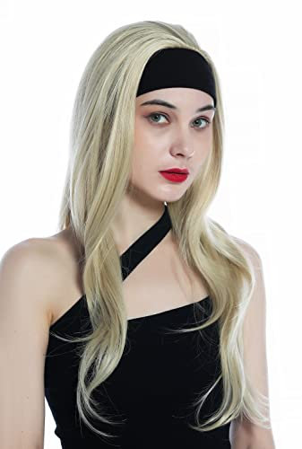 WIG ME UP - H9306-202 Perücke Haarteil Halbperücke mit Stirnband Blond helles Goldblond lang glatt Haarverlängerung 65 cm