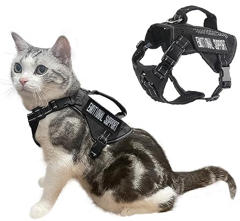 Papipets Taktisches Katzengeschirr, verstellbar, weich gepolstert, für Training, Spazierengehen, Esacpe, Katzenweste, Geschirr, kein Ziehen, reflektierend, mit einfachem Griff, Größe XL