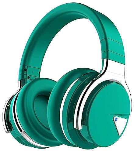 NONCHI E7 Active Noise Cancelling Headphones Wireless Bluetooth Headphones with Mic Deep Bass Headphones Over Ear, 30 Hours Playtime, Hifi Stereo Sound Headphones for Travel, Home Office,Green