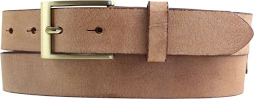 BELTINGER Herren-Gürtel aus weichem Vollrindleder Vintage-Look 3 cm | Leder-Gürtel für Herren mit goldener Gürtelschließe 30mm | Schmaler Gürtel Used-Look | Cognac 100cm