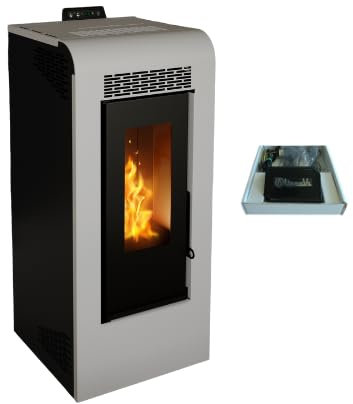 Stufa a Pellet Ventilata Canalizzata Giulia 10 Bianca 10,26 KW 4 Stelle 100 m2 riscaldabili (Stufa Canalizzata + Modulo WIfi)