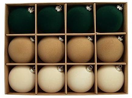 Fulenyi Christbaumkugeln Set 12 Stück Weihnachtskugeln Set Weihnachtskugeln aus Samt Weihnachtsbaum Deko & Christbaumschmuck