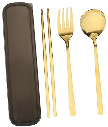 VINTORKY 1 Satz Besteck aus -Löffel-Essstäbchen-Kit Essstäbchen mit Etui besteck rostentferner besteck Gabeln Besteck geschirrtuch Besteck für Zuhause Hausbedarf