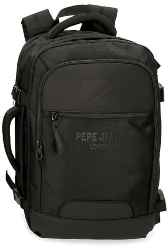 Pepe Jeans Bromley Kabinenrucksack, tragbar, 15,6 Zoll, Schwarz, 30 x 44 x 18 cm, Polyester, Handgepäck, Schwarz, Talla única, Kabinenrucksack