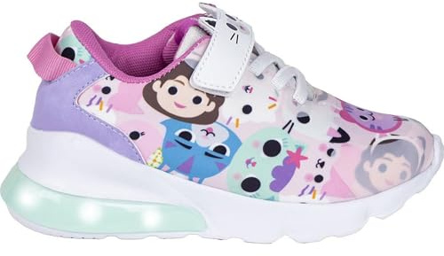 Scarpe da Ginnastica per Bambini Gabby's Dollhouse - Multicolore - 31 - Chiusura con Velcro - Scarpe da Ginnastica con Suola in Eva e Luce LED - Chiusura Posteriore - Prodotto Originale