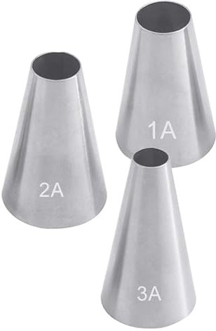Piezas de Boquillas Boquillas para manga pastelera de acero inoxidable, 3 uds., tamaño grande, redondo, crema, pastel, 1a, 2a, 3a, 2d, 1m, punta para boquillas para molde para hornear Decoración única