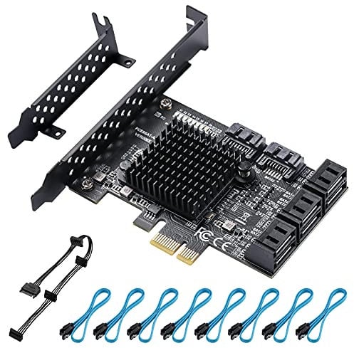 YBBOTT PCIE SATA Karte 8 Ports, SATA 3.0 Controller Erweiterungskarte, PCI-E X1 3.0 Gen3 (6Gbps) Controller Karte, für Windows10/8/ Ubuntu(ASM1064+JMB575)