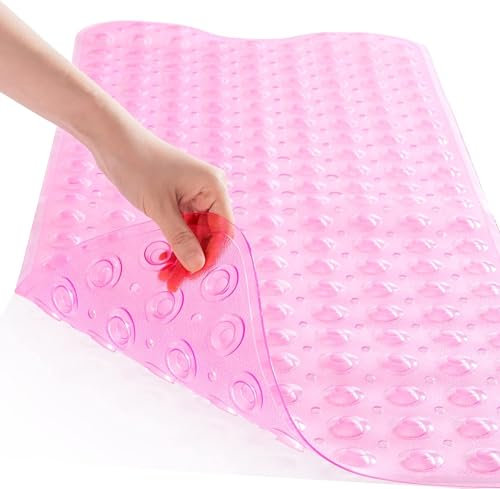 ADOV Tappetino da Bagno Antiscivolo, 100x40 cm Extra Lungo Tappetino da Bagno Antiscivolo, 200 Ventose, Fori di Drenaggio, Lavabile in Lavatrice, Antimuffa, Materiale PVC, Tappetino Doccia Resistente