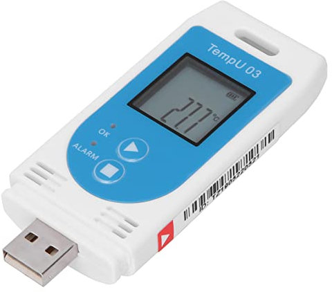 USB-Temperatur-Datenlogger, IP54 PDF-Temperatur-/Feuchtigkeitsrekorder mit PDF- oder CSV-Bericht, 32000 Messwerte, Wiederverwendbarer Rekorder, Thermometer 0% ~ 85% Relative