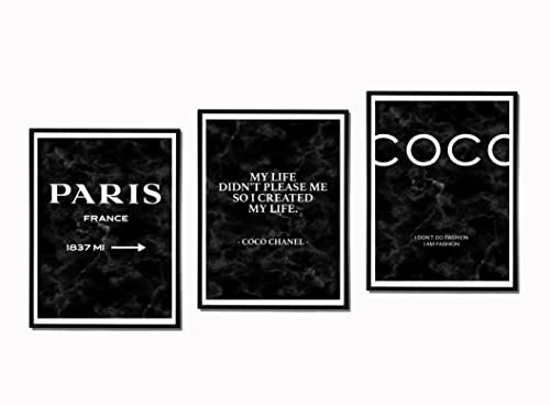 Postertech® Premium Poster Set | 4 Bilder als stilvolle Wanddeko | 4X DIN A4 | Schwarz Weiss COCO Set (3er schwarz neu)