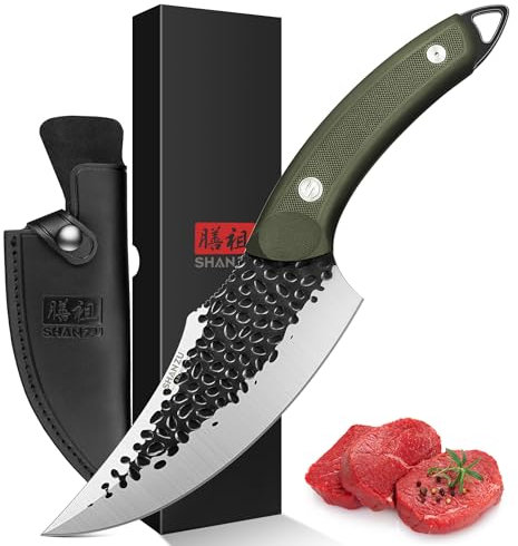 SHAN ZU 15cm Kochmesser Küchenmesser Japanisches Fleischmesser mit Lederscheide Scharf Profi Messer mit G10 Griff Kitchen Chef's Knives