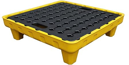 Spill Containment Platform, Nestable Paint Bucket Leakproof Pallet With Forklift Pockets, Industrial Garage Detachable Polyethylene Tray, High Load Capacity (Color : Yellow-1 pack, Size : 25