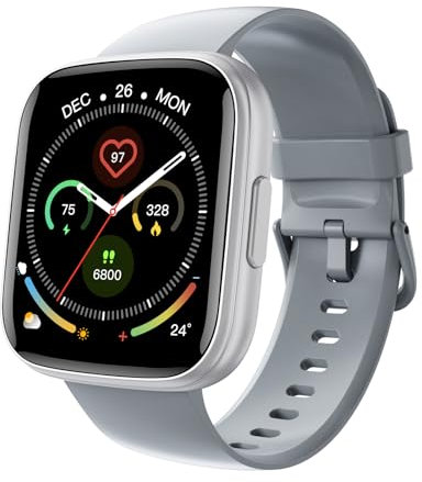 Cillso Smartwatch Herren Damen, 1,95 HD Touch Fitnessuhr mit Telefonfunktion, Smart Watch Fitness Tracker mit Pulsmesser Schlafmonitor Schrittzähler, 110+Sportmodi, IP68 Wasserdicht Sportuhr, Grau