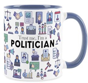 Politician Mug - Humorous Politics & Parliament Themed Novelty Gifts - Tea/Coffee Hot Drinks Blue Ceramic Cup Present