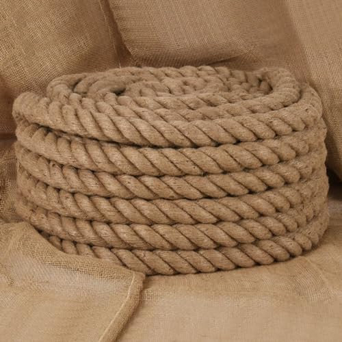 Gecheer Corde de Jute 5 m de Long 40 mm d'épaisseur pour Utilisation Générale Autour de Maison, Jardin et l'atelier
