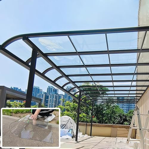 Sólido Láminas De Plástico De Policarbonato,Transparente Láminas De Plástico De Policarbonato,Planchas Revestimiento De Repuesto for Invernadero,para Invernaderos,Cocheras,Exteriores(Clear,5.1x16.4ft/