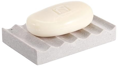 TOLIDA Travertin Porte-savon rectangulaire en marbre pour salle de bain et cuisine Gris