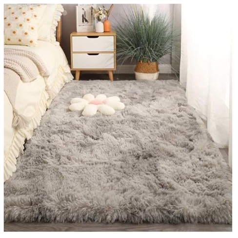 GOUSANG Teppich Wohnzimmer 80 x 140 cm Lammfellimitat Schaffellimitat Lammfellimitat Teppich Longhair Weich Lammfellimitat Teppich für Schlafzimmer Kuche Treppe, Hellgrau