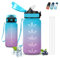 Gourde, 500ml Gourde Enfant, Gourde Paille, Anti Fuite, Gourde Graduée pour 1 Journee, Facile à Nettoyer, Gourde Reutilisable, avec Slogan de Motivation, Bouteille d'eau pour École, Bureau, Camping