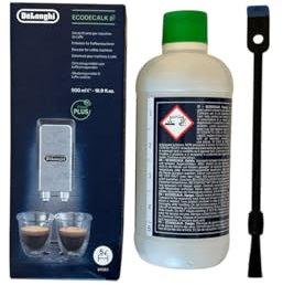 Entkalker passend für DeLonghi Kaffeemaschinen 500ml Flüssigentkalker zur Entkalkung von Kaffeevollautomaten Espressomaschinen und MDS-Pro Tresterspachtel mit Pinsel zur Reinigung von Tresterbehälter