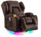 Oprisen Elektrisch Verstellbar Relaxsessel Kinosessel Fernsehsessel mit Liegefunktion Massage und Wärme TV Sessel Drehbar Liegesessel Sofa mit USB/LED/TYP C für Wohnzimmer,bis 150 kg (Samt Braun)