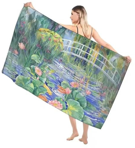 Toalla Playa Grande, Estanque Retro 150x200cm Toallas Playa de Secado Rápido Ultraligera Portátil, Toallas de Piscina Hombre Mujer Accesorios, Beach Towel para Piscina, Viaje, Tumbona, Baño Bs5499