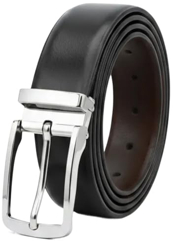 GLOVE STORY Ceinture Homme en Cuir Réversible - Boucle Métal Élégante Style Habillé - Coffret Cadeau Accessoire Mode Haut de Gamme pour Jean, Costume ou Pantalon - Largeur 35 mm