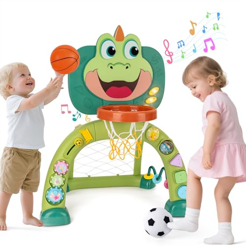 AONTESS Spielzeug für 1 2 Jahre alte Jungen: Kleinkinder Basketballständer Fußballto, Musikalische Spielzeuge für Babies, Sportspielzeug, Indoor und Outdoor, Geburtstagsgeschenke Weihnachtsgeschen