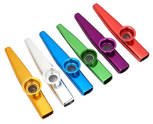 ZJchao Kazoos Bulk, Kazoo für Kinder mit 30 Prozent Flöte Membran, 6pcs Metal, für Erwachsene Ein Guter Begleiter für Ukulele, Violin, Gitarre, Klavier -Keyboard