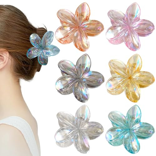 6BlumenHaarklammer Hibiskus Haarklammer Haarklammern(8cm)Blumen realistisch | Blumen Hawaiianische Haarspangen Summer Essentials Haarspangen Geeignet Für Den Täglichen Gebrauch, Partys, Verabredungen