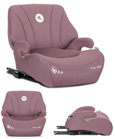 Lorelli Kindersitzerhöhung Isofix Pyxis 125 bis 150 cm (6-12 Jahre) i-Size Norm R129, Autositzerhöhung, tragbare Sitzerhöhung, Kindersitz, Autositz Erhöhungen für Kinder, Rosa