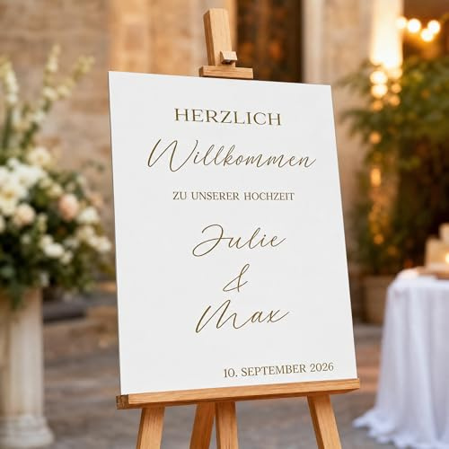 Personalisierter Hochzeitsaufkleber, Gold, Vinyl, Kalligrafie-Stil, mit Namen und Datum, DIY Willkommensschild für Acrylglas, Spiegel und Glas