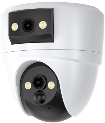 VSTARCAM 2K Dual Lens Indoor Camera, Rechargeable Battery WiFi Security Camera with 360° PTZ & Wide Angle View, No-Drill Ceiling Mount, WiFi 6 Dual Band, Free Cloud & SD Storage, Color Night Vision
