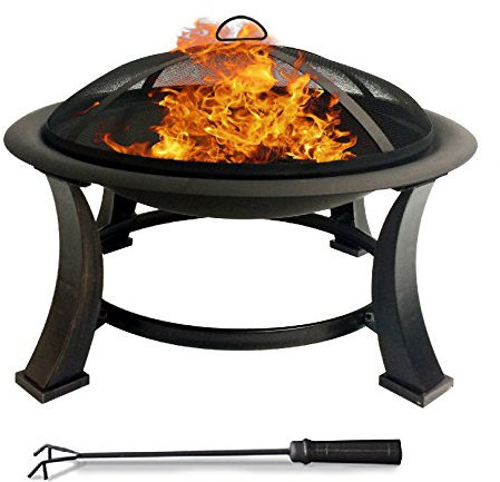 Home&Decorations Feuerschale mit Funkenschutz und Schürhaken inklusive – Feuerkorb und Feuerstelle mit Ø76cm Durchmesser für Garten, Draußen, Terrasse, Grillparty und Gartengrill