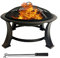 Home&Decorations Feuerschale mit Funkenschutz und Schürhaken inklusive – Feuerkorb und Feuerstelle mit Ø76cm Durchmesser für Garten, Draußen, Terrasse, Grillparty und Gartengrill
